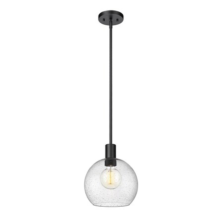 Z-Lite Margo 1 Light Pendant, Matte Black And Clear Seedy 7501P10-MB